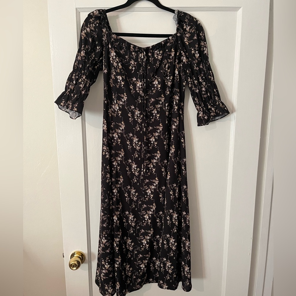 Opt floral smock top dress with slit